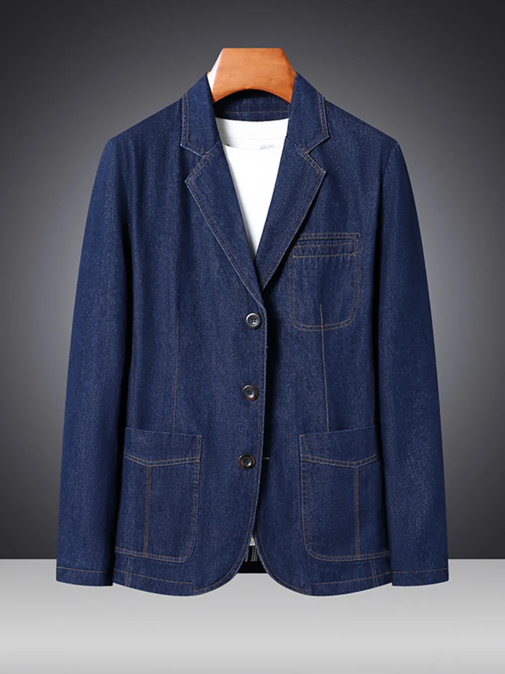 Men's Plus Size Classic Denim Blazer