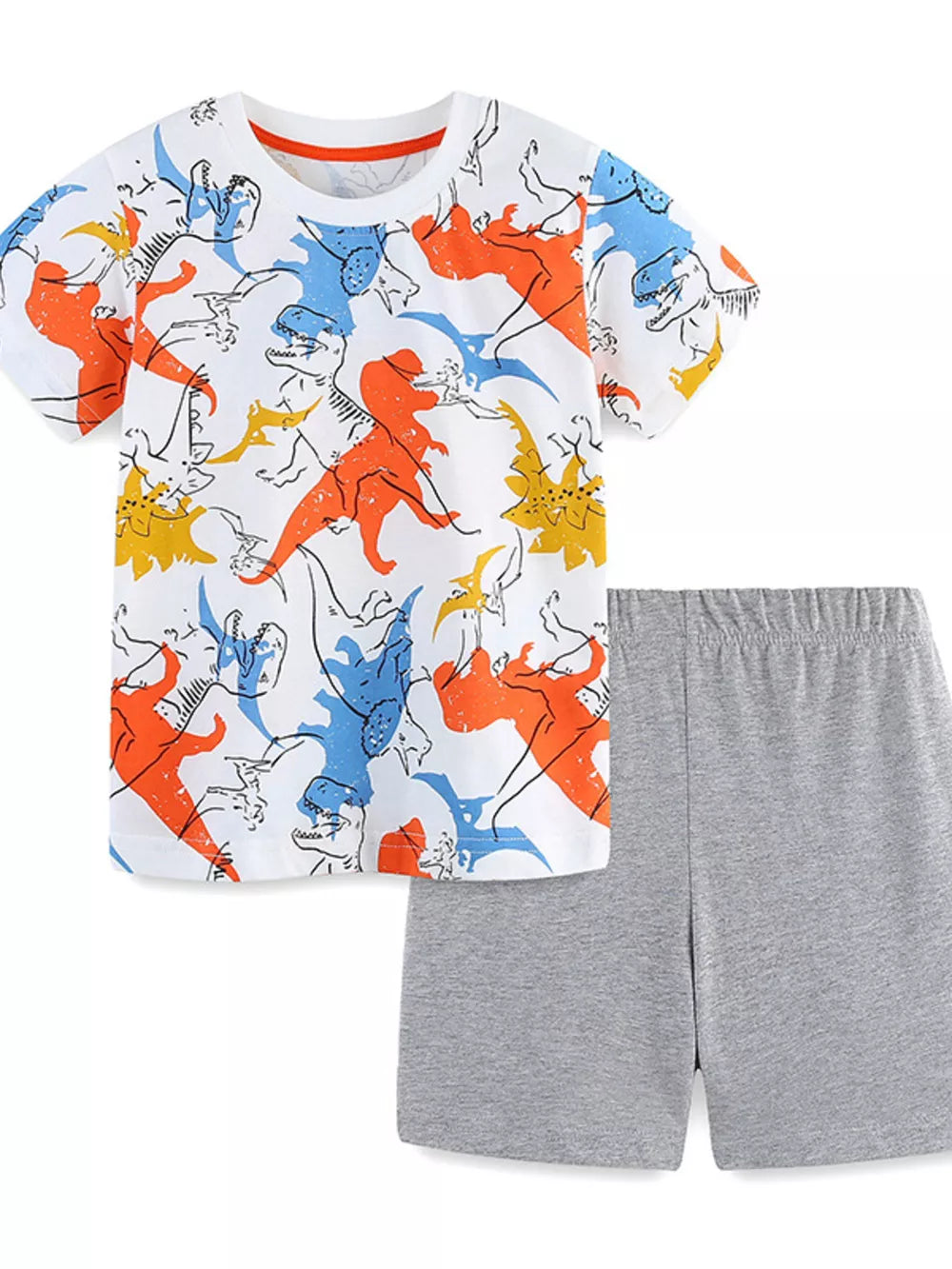 Kids dinosaur print t-shirt and grey shorts set