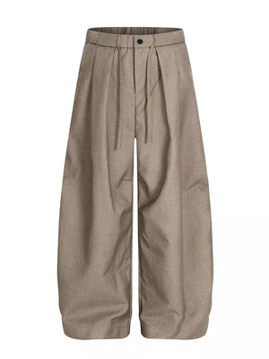 Men's Wide Leg Pleated Pants in Black