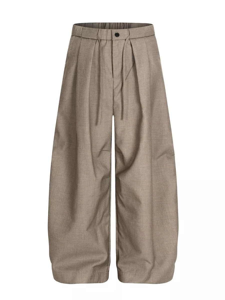 Men's Wide Leg Pleated Pants in Black