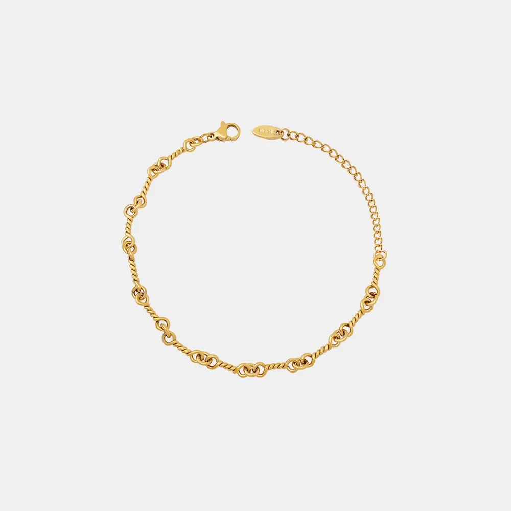 Gold twisted chain link bracelet with 18K gold plating