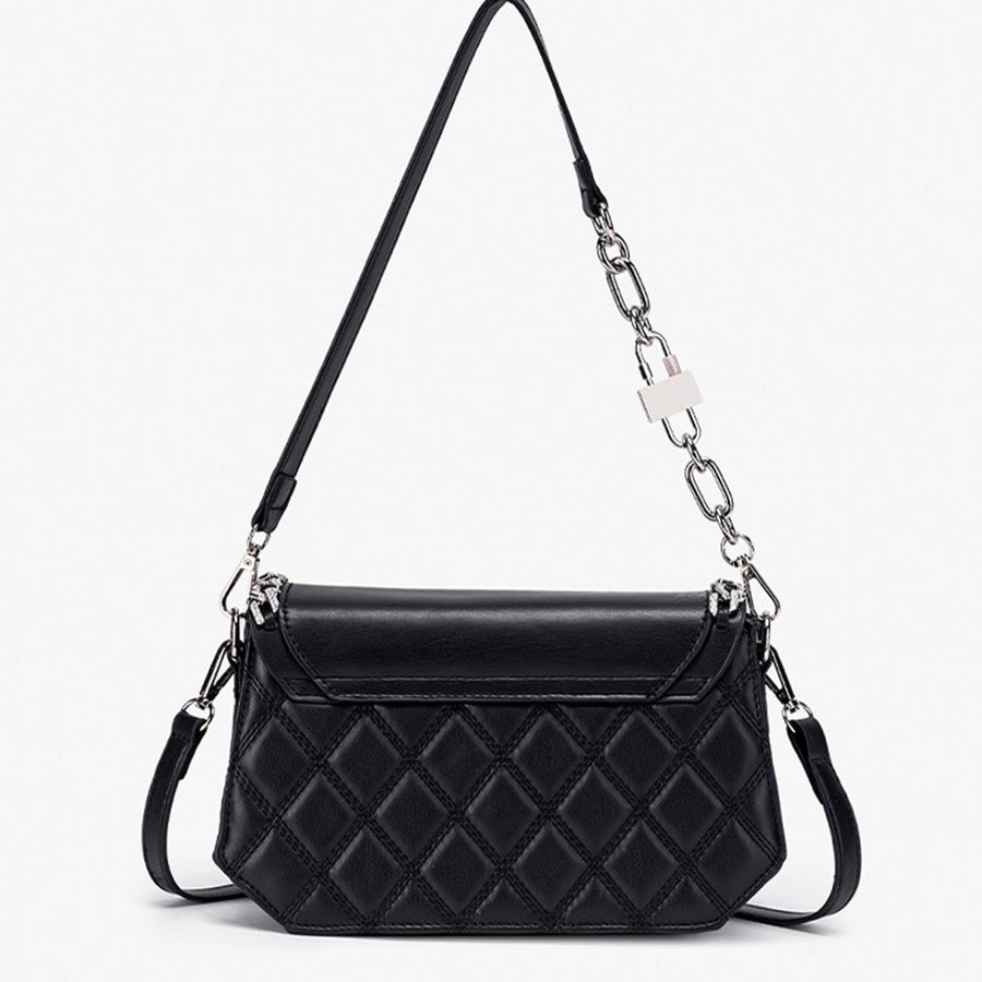 crossbody bag in black with quilted and quilted