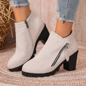 boots in Blue with block heel and ankle-length