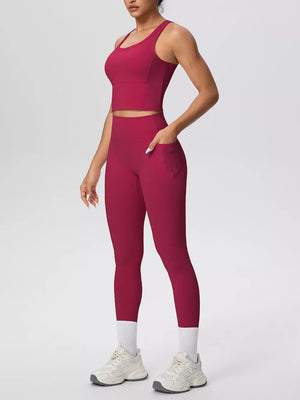 athletic tank in Blush Pink with scoop neck and sleeveless