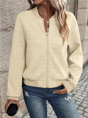 Light Yellow bomber jacket featuring pocketed and chevron