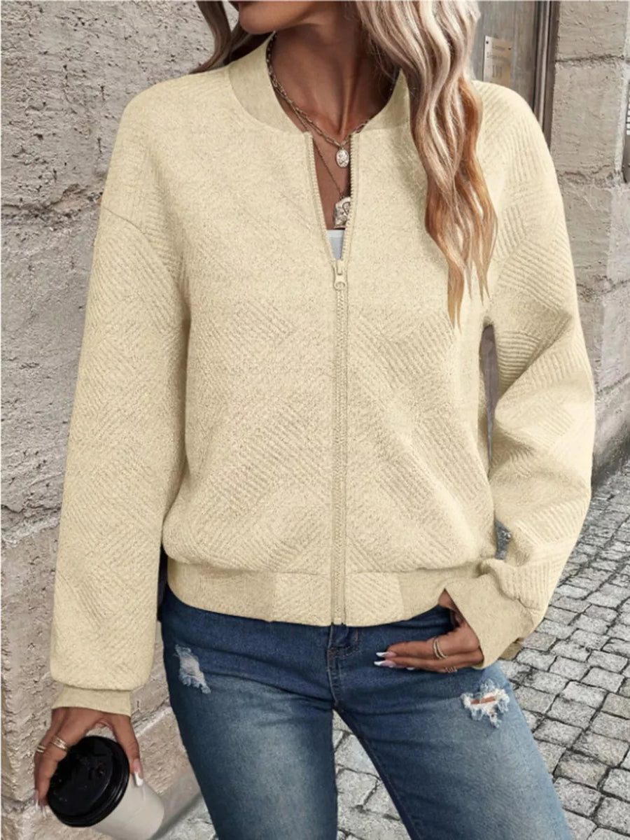 Light Yellow bomber jacket featuring pocketed and chevron