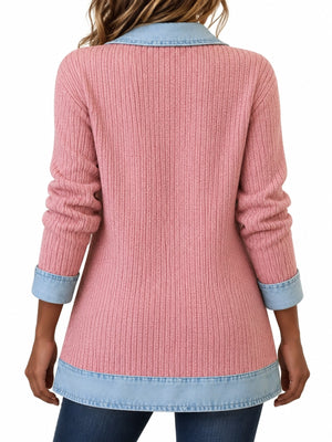 cardigan in Navy with pocketed and tunic-length