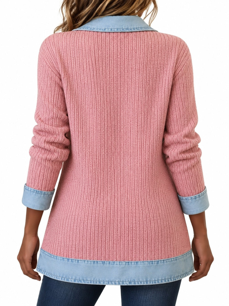 cardigan in Navy with pocketed and tunic-length