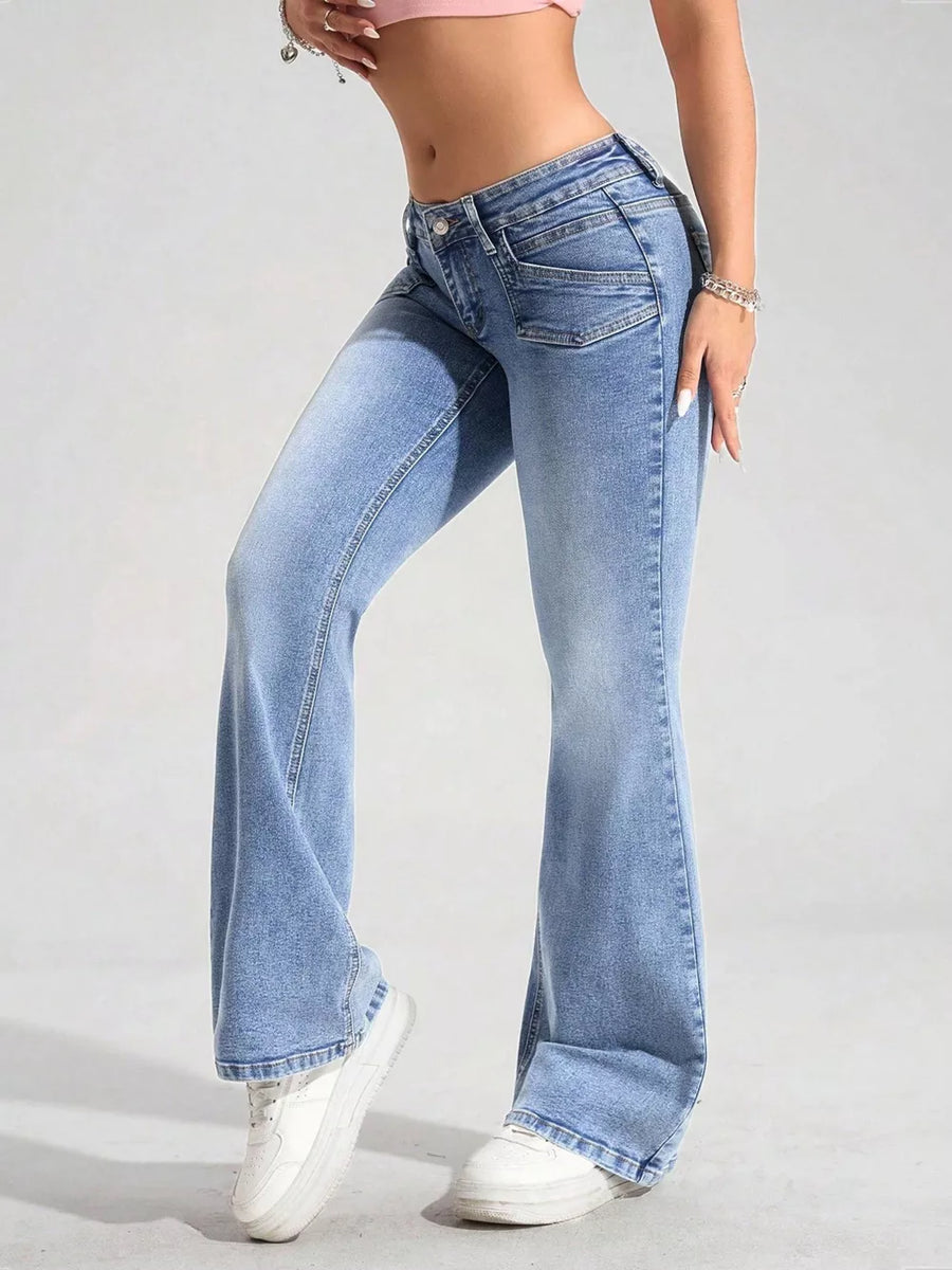 Washed Flare Leg Jeans option 3