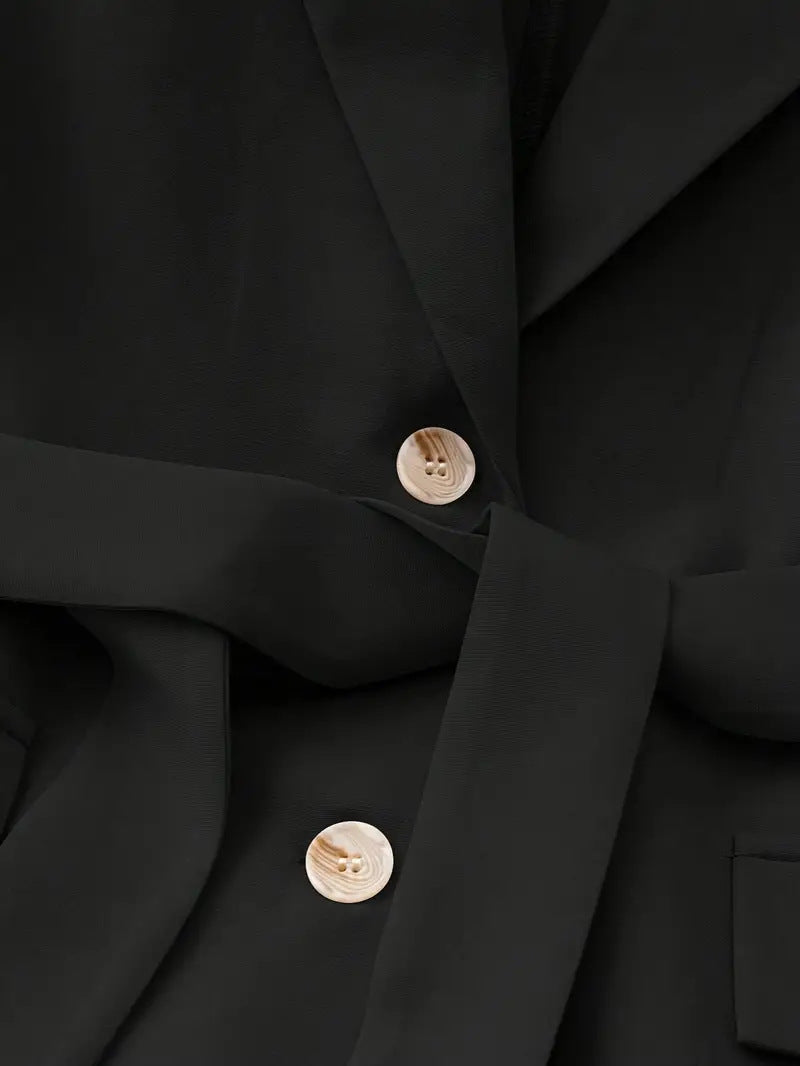 Black belted blazer with two buttons
