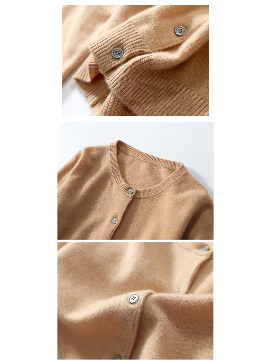 Golden Camel relaxed cardigan with crew neck