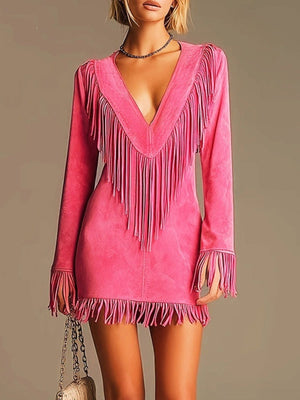 100% polyester Care instructions: Machine wash cold mini dress in Hot Pink with fitted silhouette
