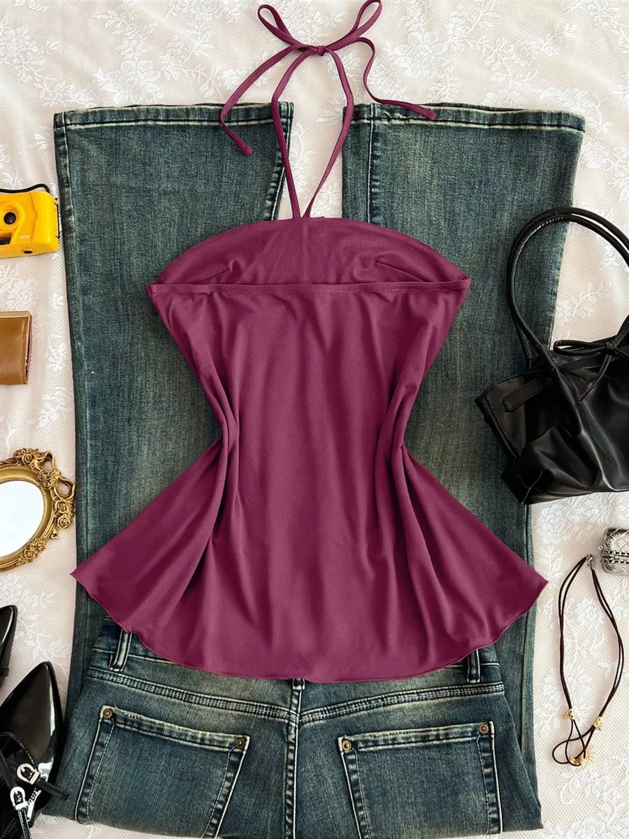 Embellished Front Halter Neck Cami option 13