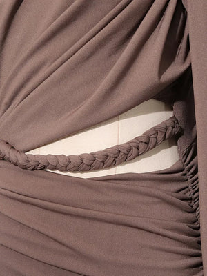 Ruched Long-sleeve Maxi Dress With Cutout option 7