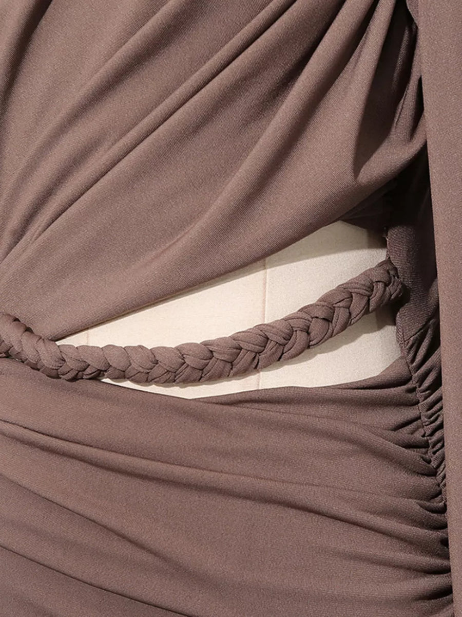 Ruched Long-sleeve Maxi Dress With Cutout option 7