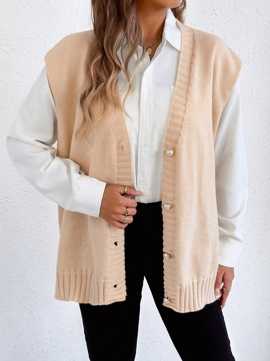 classic sweater vest in light beige with v-neck