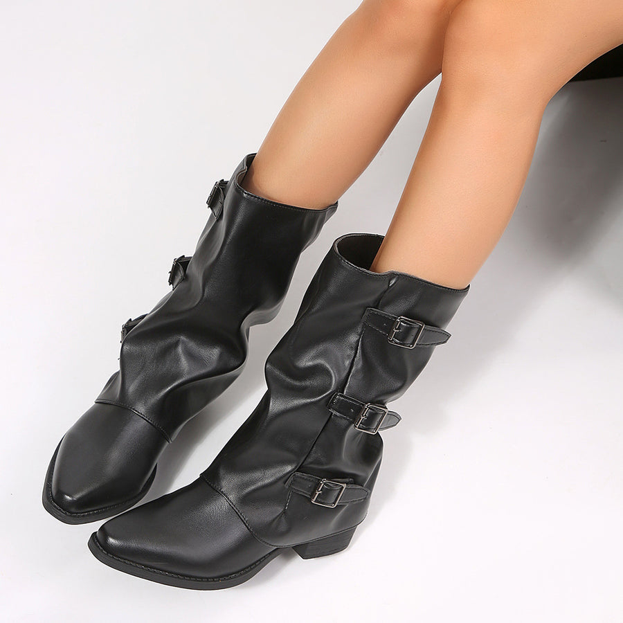 PU Leather,Rubber Imported Size &amp boots in dark brown with relaxed silhouette