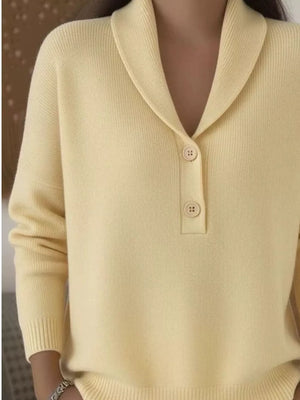 Light Blue Button Detail Long Sleeve Sweater Plus Size