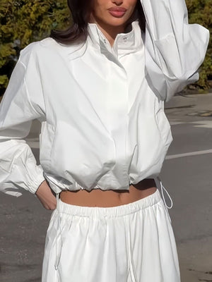 athleisure matching set in White with mock neck