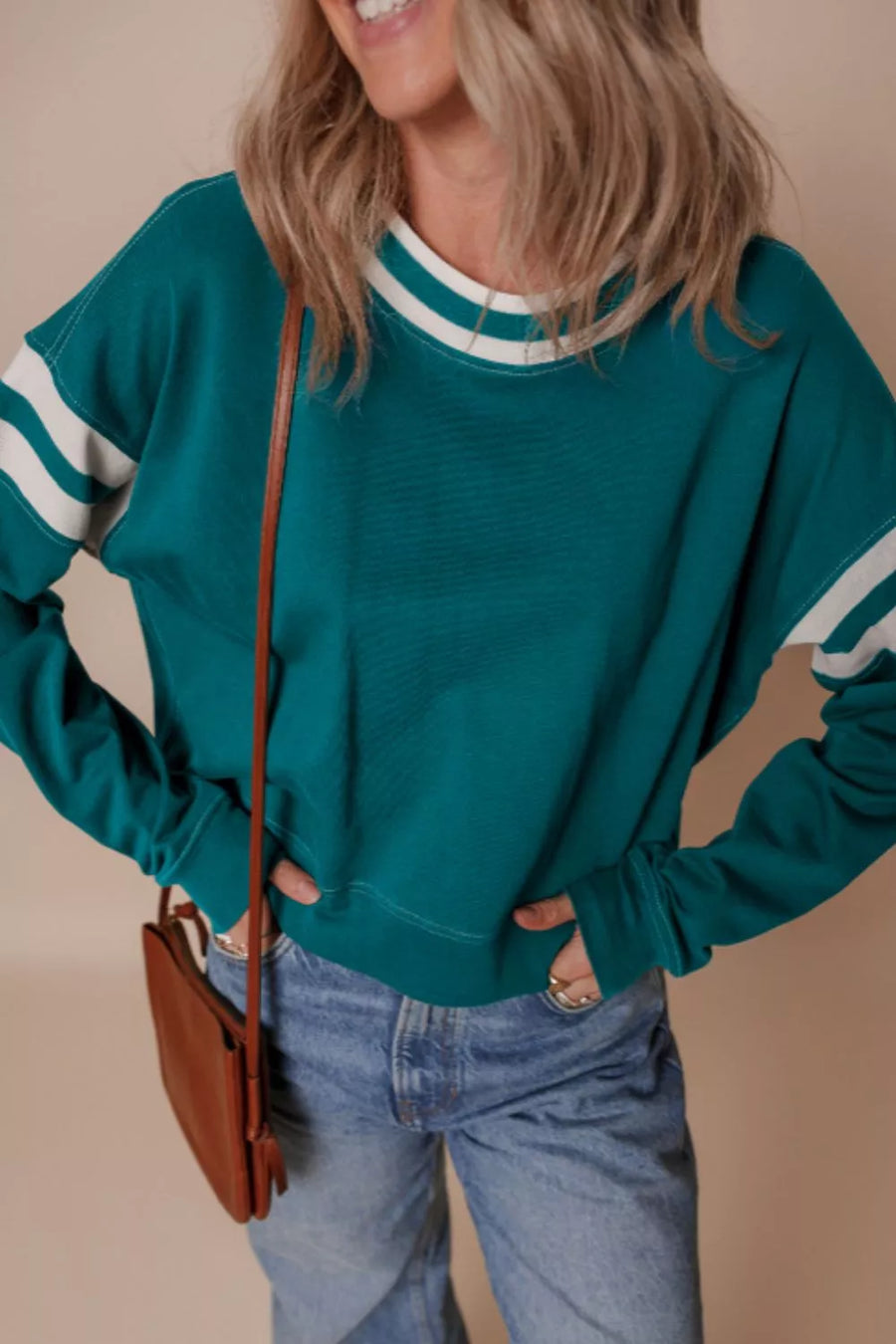 Contrast Striped Patchwork Sweatshirt option 6