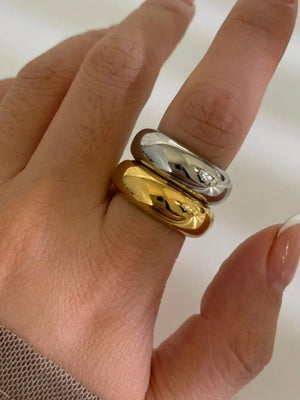18K Gold-Plated,Stainless Steel Care instructions: Avoid wearing during exercise ring in silver with dome silhouette