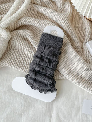 charcoal leg warmers with knee-length and elastic