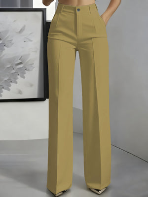 wide-leg pants in Rose Red with high-waisted and full-length