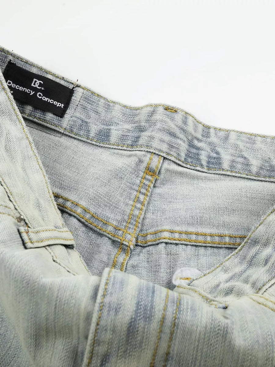 Men S Washed Wide Leg Jeans option 5
