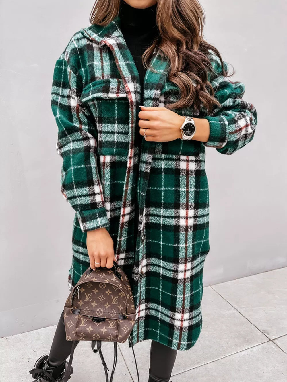 overcoat in ivory with buttoned and midi