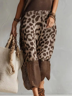 100% polyester Care instructions: Machine wash cold sweater dress in Brown with relaxed silhouette