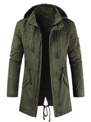 parka in olive green featuring pocketed and relaxed fit
