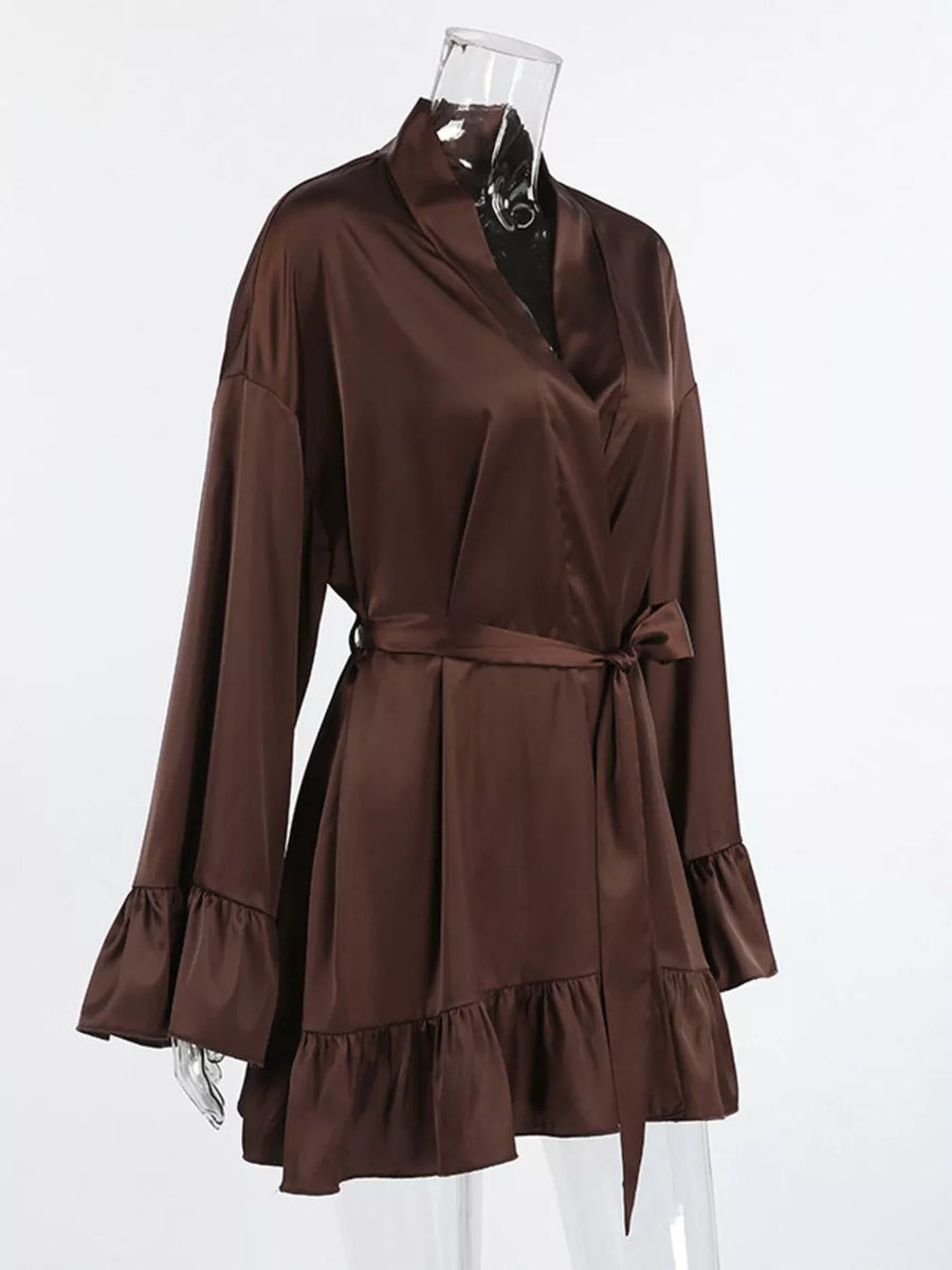 Dark Brown relaxed robe with v-neck