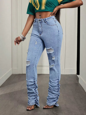 95% polyester, 5% elastane Care instructions: Machine wash cold jeans in light blue with slim silhouette