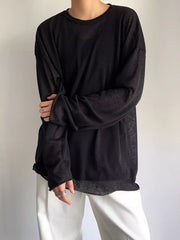 Black with Men's Plus Size Heathered Long-sleeve T-shirt