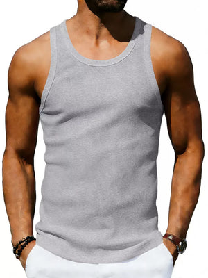 Light Gray Men's Full Size Round Neck Tank