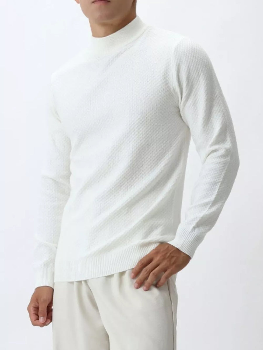 classic mock neck sweater in Dark Gray with mock neck