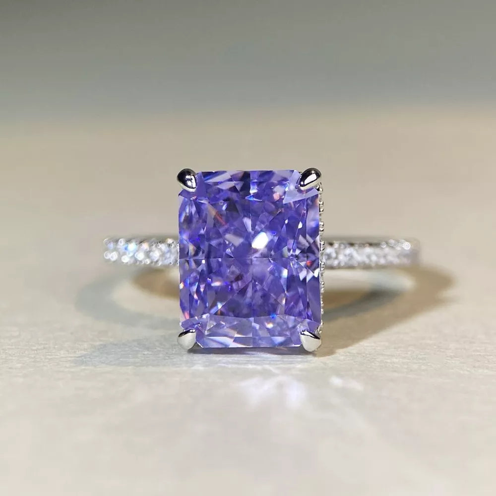 ring in Cerulean with geometric and rectangular cut gemstone