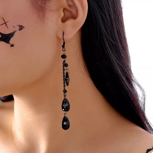 Alloy,Resin,Gun black (black nickel) coating Care instructions: Avoid wearing du earrings in Black with dangle silhouette