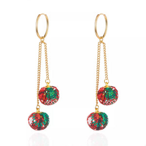 earrings in red with speckled and gold-plated