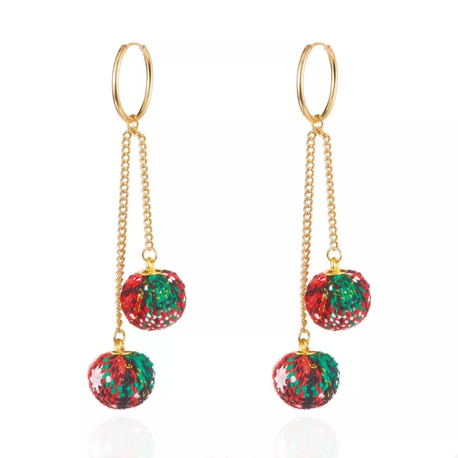 earrings in red with speckled and gold-plated