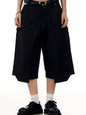 Brown with Men's Wide-leg Cargo Capris