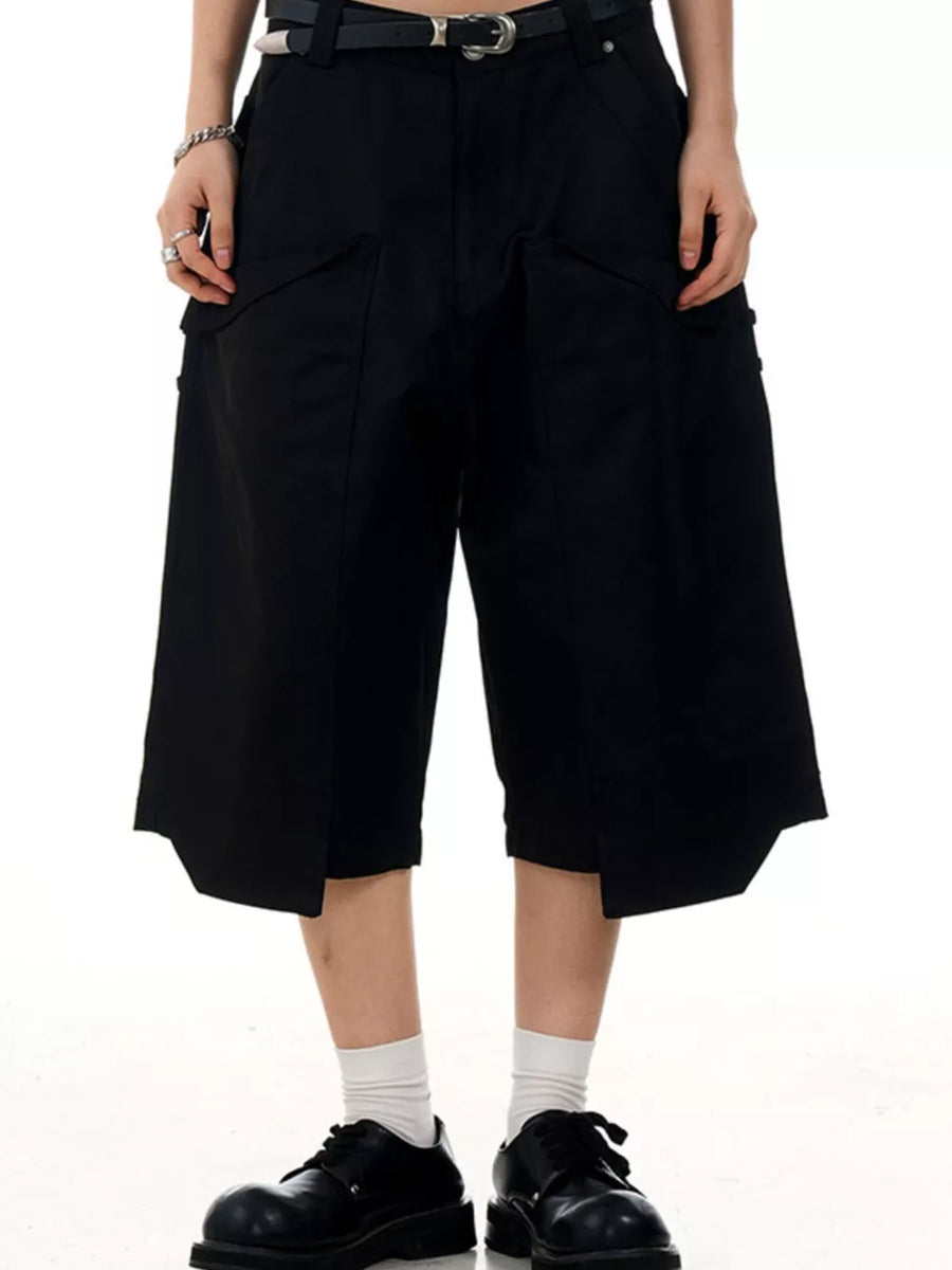 Brown with Men's Wide-leg Cargo Capris