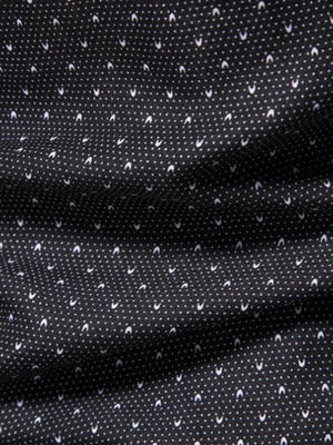 Black cotton shirt with micro-dots and curved lines pattern