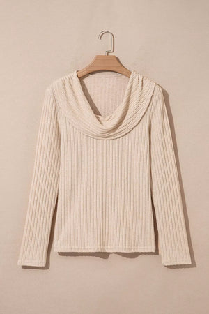 Ribbed Cowl Neck Long Sleeve Top option 7