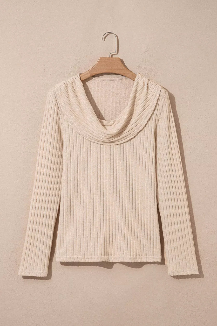 Ribbed Cowl Neck Long Sleeve Top option 7