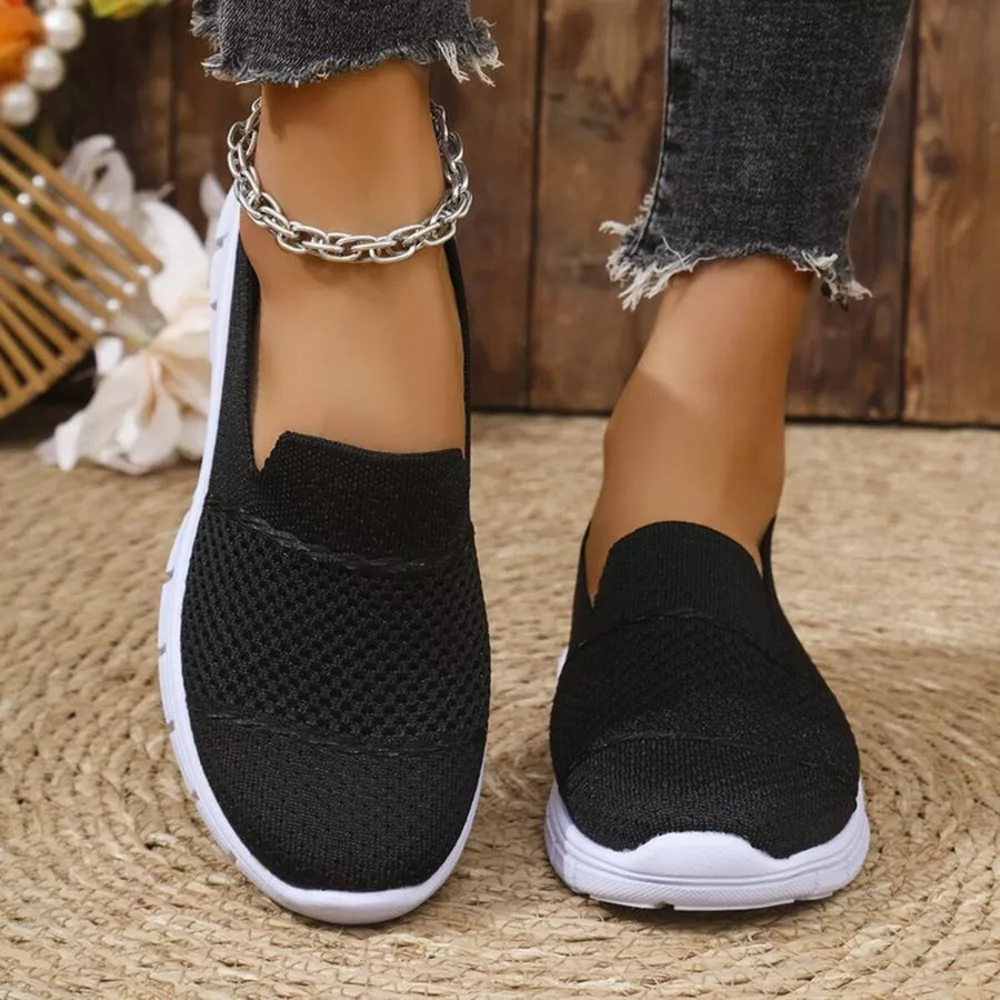 Round Toe Flats Slip-ons in Dark Gray