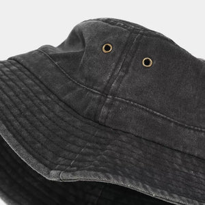 Washed Cotton Bucket Hat in Wine Red with eyelets