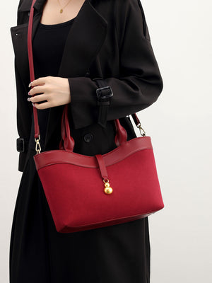 PU Leather Imported Size &amp crossbody bag in Wine Red with structured silhouette