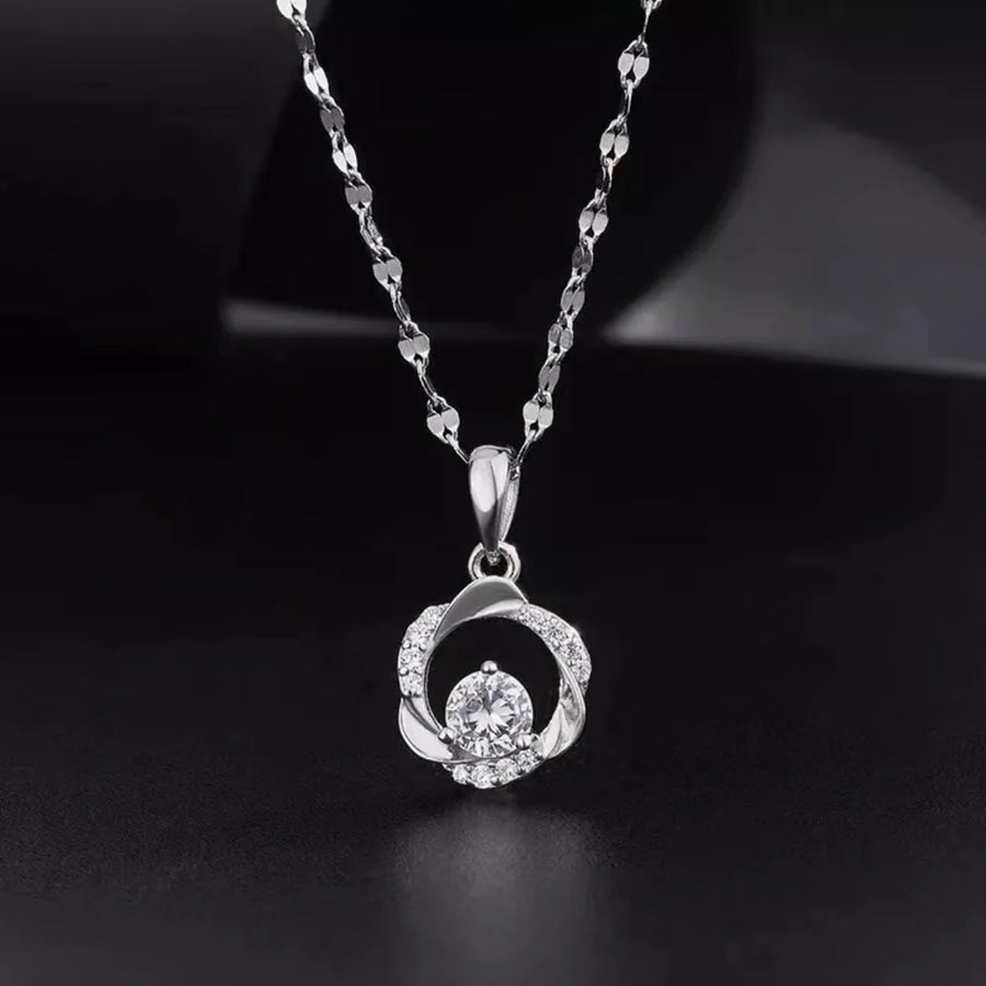 925 sterling silver,Zircon Care instructions: Avoid wearing during exercise, as necklace in clear with delicate silhouette