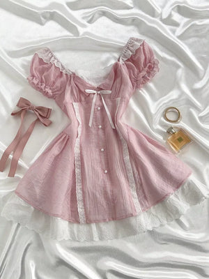 Lace Detail Cap Sleeve Mini Dress option 7